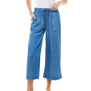 Thread & Supply Wide Leg Pull On Chambray Cropped Pants Size XXL